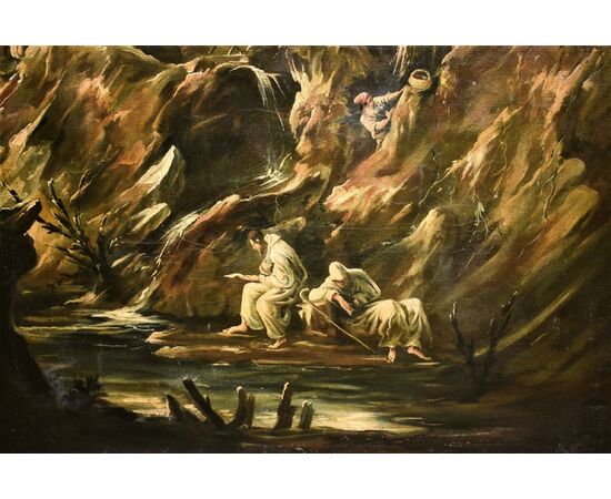 Fantastic landscape with friars and figures