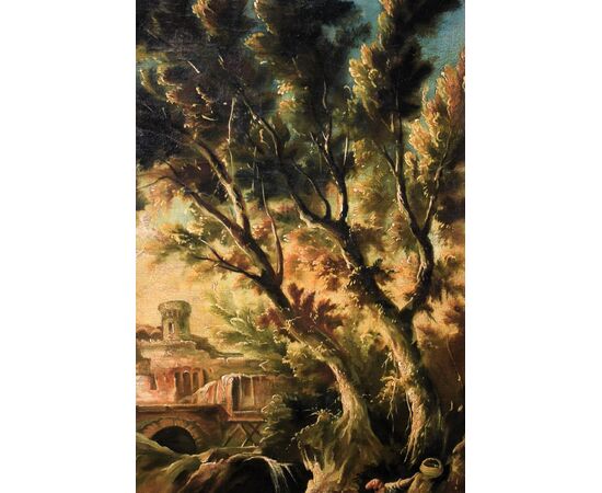 Fantastic landscape with friars and figures