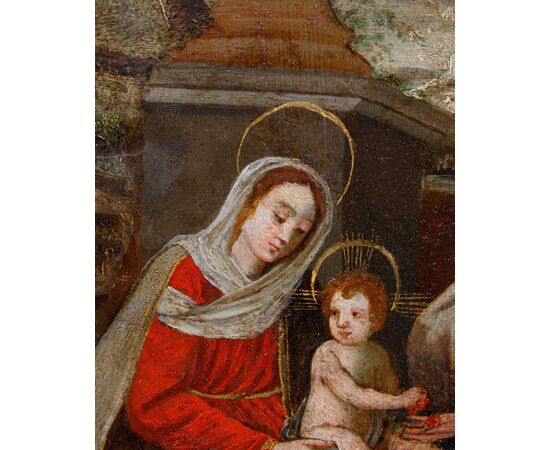Scuola fiamminga, XVI secolo, Sant'Anna, la Vergine e il Bambino