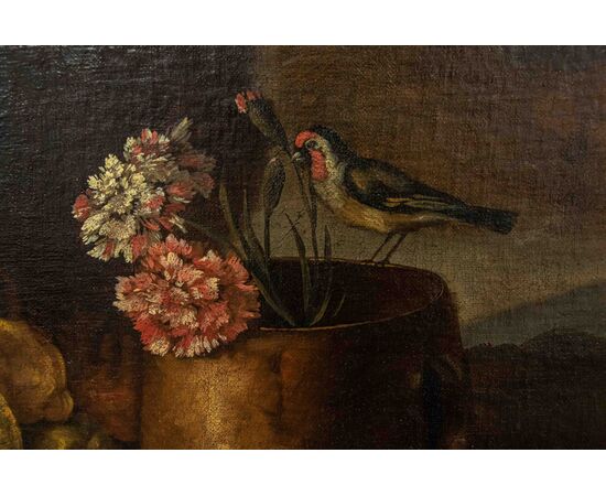 Circle of Giovanni Battista Ruoppolo (Naples, 1629 – 1697), Still Life with Fruit and Bird