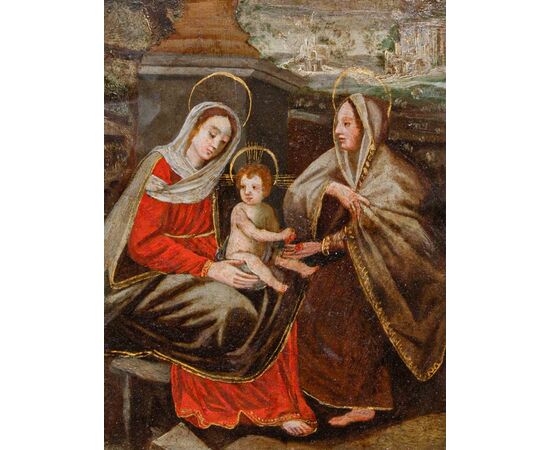 Scuola fiamminga, XVI secolo, Sant'Anna, la Vergine e il Bambino