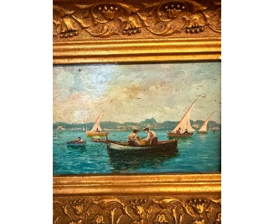 Pair of antique paintings from the Neapolitan school, oil on panel, late 19th century, 28x32cm