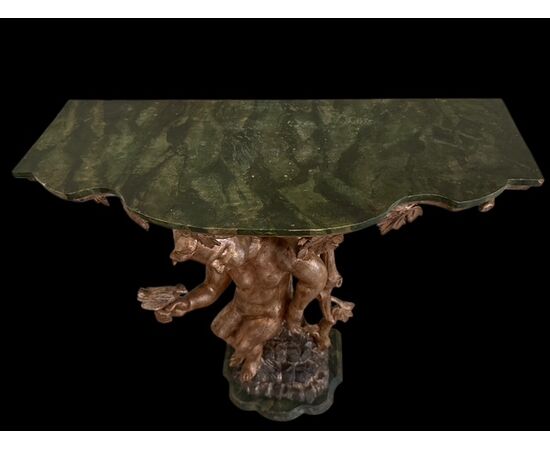 Pair of lacquered and gilded consoles