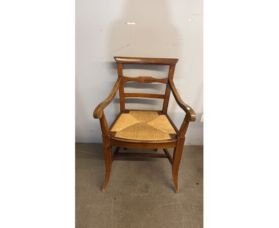 Antica poltrona in noce fine '700, Toscana, Luigi XVI impagliata 91x56x45