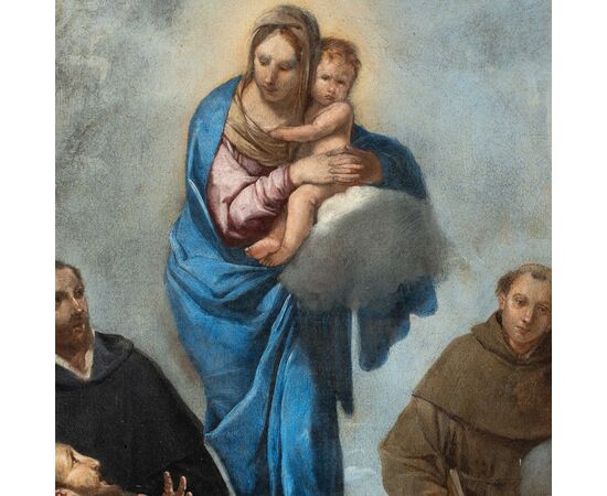 Giulio Carpioni (Venice 1613 - Vicenza 1678) - Madonna with Child among Saints Joseph, Francis, Dominic, and Anthony of Padua.