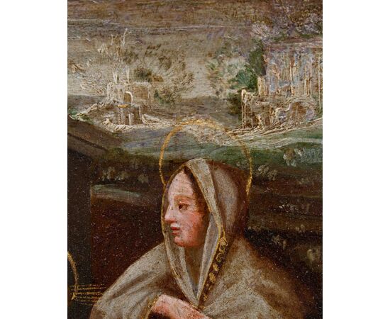 Scuola fiamminga, XVI secolo, Sant'Anna, la Vergine e il Bambino