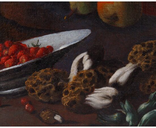 Angelo Maria Rossi detto Il pittore di Carlo Torre o Lo pseudo-Fardella (documentato tra il 1665 e il 1701), Natura morta con frutta e spugnole