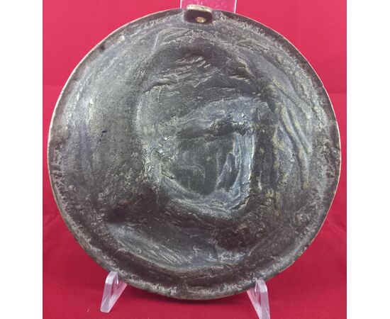 Bronze plaque depicting Benito Mussolini
