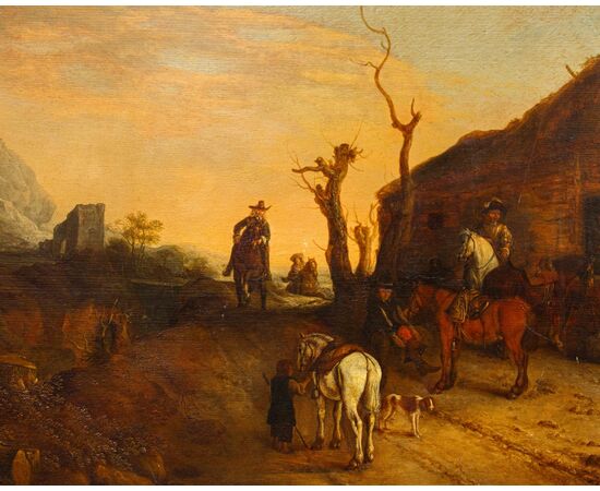 18th-century Flemish painter, Path with travelers