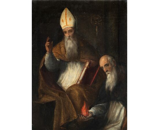Pietro de' Marescalchi detto lo Spada (Feltre 1522 - Feltre 1589) - Sant’Ambrogio e Sant’Antonio Abate.
