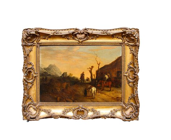 18th-century Flemish painter, Path with travelers