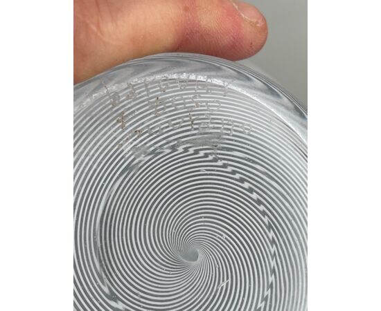 Lightweight blown glass vase with a thousand stripes in half filigree. Barovier & Toso manufacture. Murano.