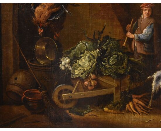 Courtyard with still life of animals and fruit, Adriaen de Gryef (Leiden 1657 - Brussels 1722) Signed 'A Gryeff f'(ecit) - in the center on the left