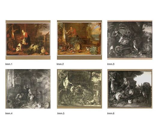 Courtyard with still life of animals and fruit, Adriaen de Gryef (Leiden 1657 - Brussels 1722) Signed 'A Gryeff f'(ecit) - in the center on the left