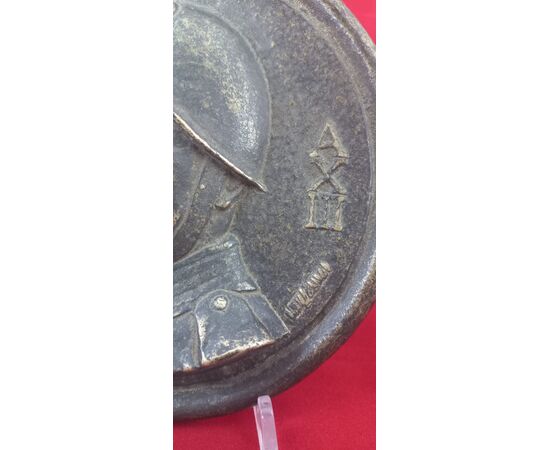 Bronze plaque depicting Benito Mussolini
