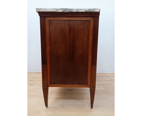 Louis XVI Directoire walnut chest of drawers with marble top - dresser - late 18th century/1700s - 103cm!