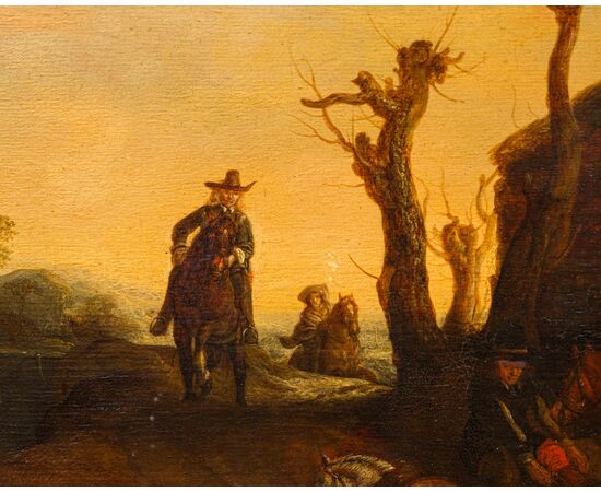 18th-century Flemish painter, Path with travelers