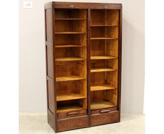 Antique oak roll top file cabinet