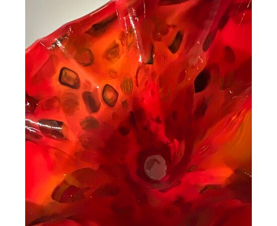 Grande vaso vetro  di Murano Multicolore a fiore . anni 80 . h 48