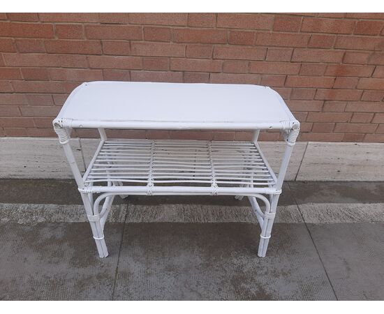 CONSOLE IN BAMBOO DECORATO DI BIANCO VINTAGE ANNI 70