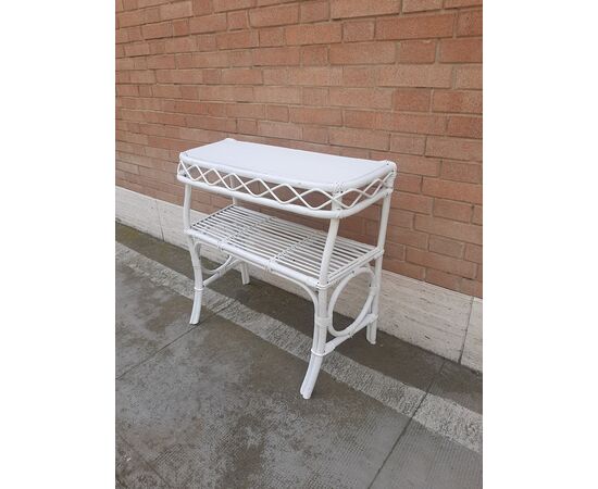CONSOLE IN BAMBOO DECORATO DI BIANCO VINTAGE ANNI 70