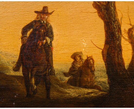 18th-century Flemish painter, Path with travelers