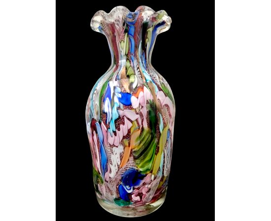Glass vase with murrine, 'Byzantine' series. Dino Martens for A.v.e.m Murano.