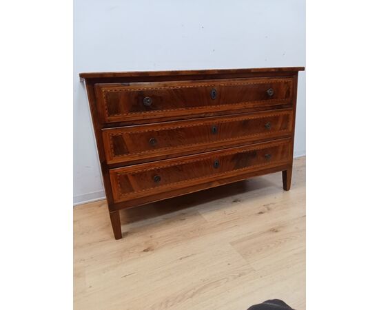 Louis XVI Directoire inlaid walnut chest of drawers - dresser - late 18th century/1700s