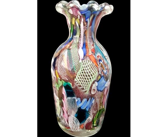 Glass vase with murrine, 'Byzantine' series. Dino Martens for A.v.e.m Murano.