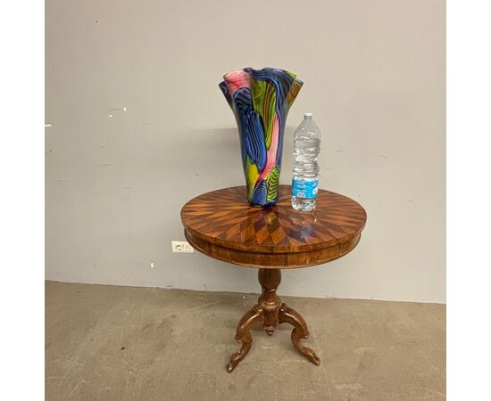 Grande vaso vetro  di Murano Multicolore a fiore . anni 80 . h 48