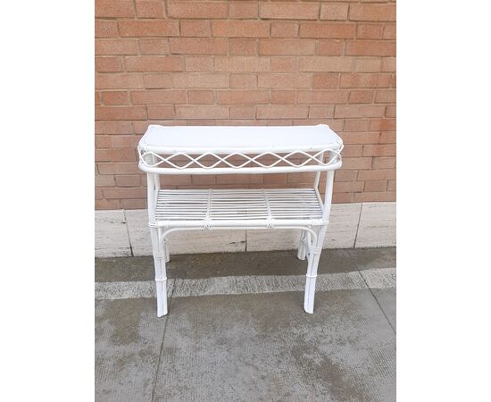 CONSOLE IN BAMBOO DECORATO DI BIANCO VINTAGE ANNI 70