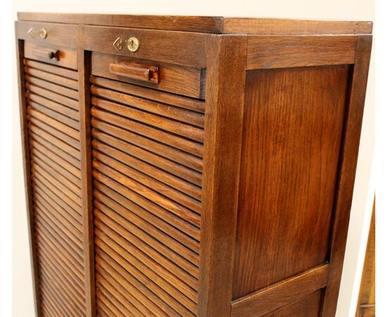 Antique oak roll top file cabinet