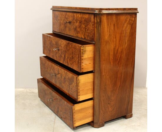 Antique Biedermeier walnut chest of drawers, flap desk - 19th century