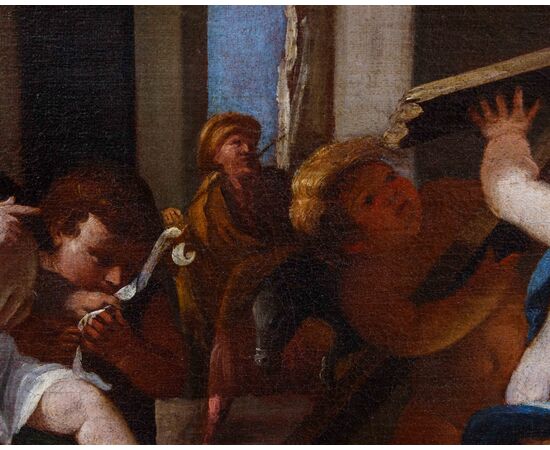 Workshop of Raffaello Vanni (Siena, 1595-1673), Madonna and Child, Young Saint John and two angels announcing the crucifixion