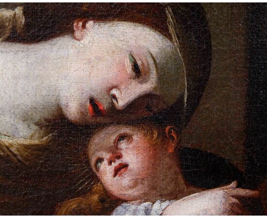 Workshop of Raffaello Vanni (Siena, 1595-1673), Madonna and Child, Young Saint John and two angels announcing the crucifixion