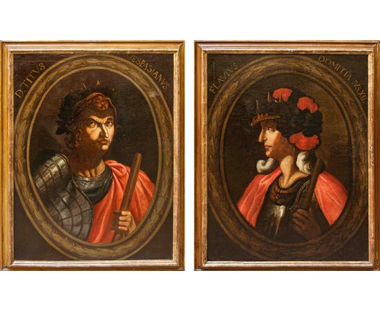 17th century, Genoese School, Portraits of Roman emperors: Vespasian and Domitian
