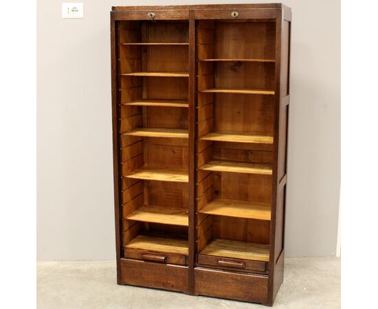 Antique oak roll top file cabinet