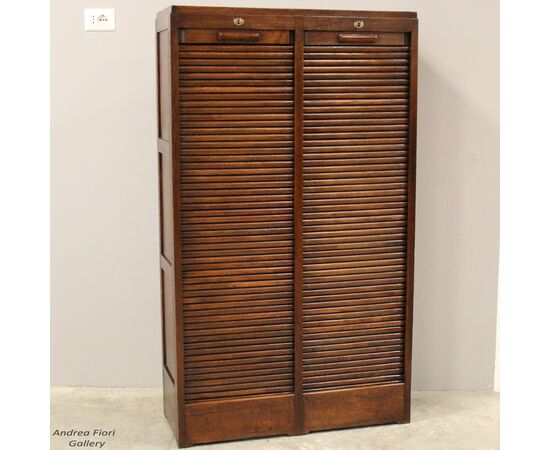 Antique oak roll top file cabinet