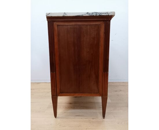 Louis XVI Directoire walnut chest of drawers with marble top - dresser - late 18th century/1700s - 103cm!