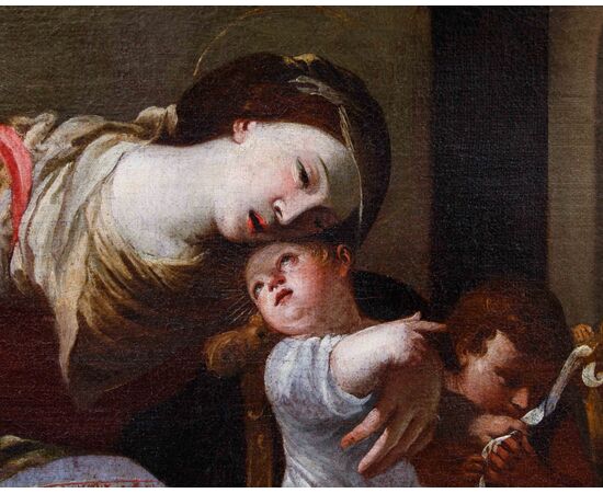 Workshop of Raffaello Vanni (Siena, 1595-1673), Madonna and Child, Young Saint John and two angels announcing the crucifixion