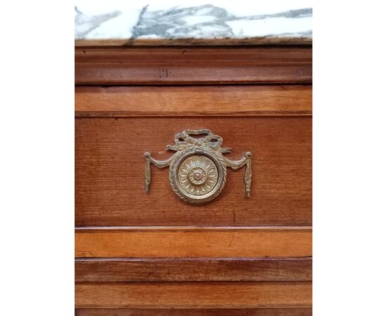 Louis XVI Directoire walnut chest of drawers with marble top - dresser - late 18th century/1700s - 103cm!