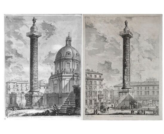 Coppia di vedute di Roma , Antonio Joli (Modena, 1700 – Napoli, 1777)