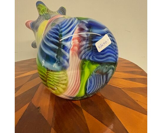 Grande vaso vetro  di Murano Multicolore a fiore . anni 80 . h 48