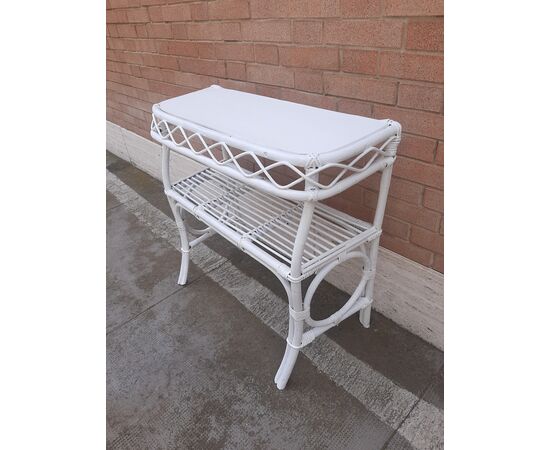 CONSOLE IN BAMBOO DECORATO DI BIANCO VINTAGE ANNI 70