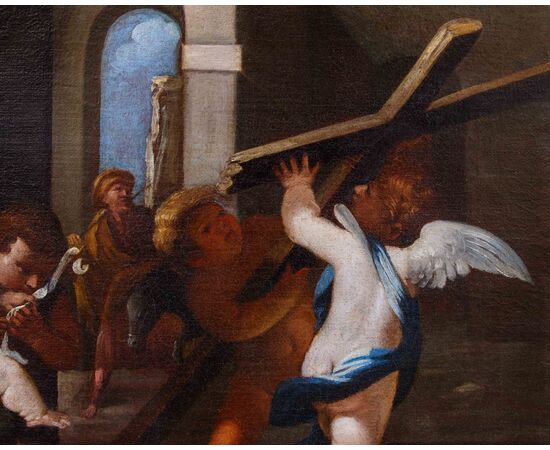 Workshop of Raffaello Vanni (Siena, 1595-1673), Madonna and Child, Young Saint John and two angels announcing the crucifixion