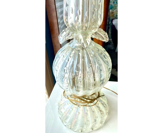 Lampada in vetro bullicante e iridescente di Murano