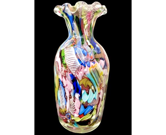 Glass vase with murrine, 'Byzantine' series. Dino Martens for A.v.e.m Murano.