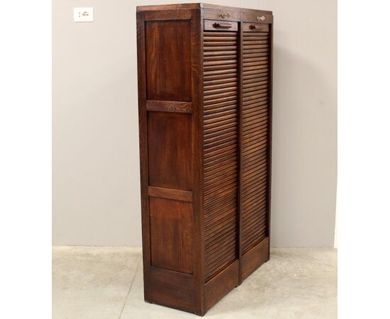 Antique oak roll top file cabinet