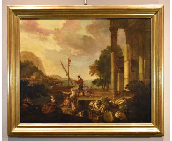 Coastal landscape with architectural ruins, Jacob de Heush (Utrecht 1657 – Amsterdam 1701)