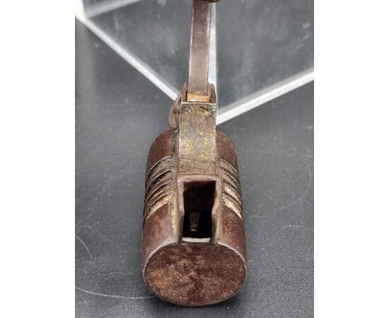 German wrought iron padlock with original key – 18th century